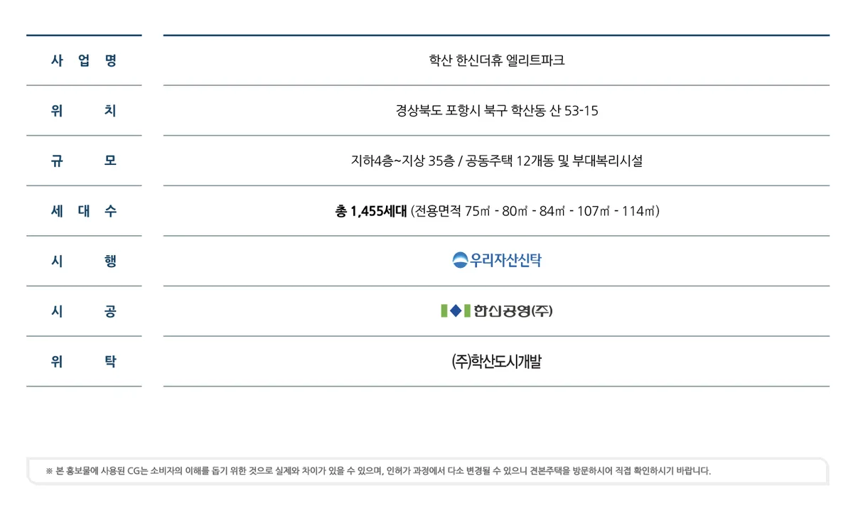 포항 학산 한신더휴 엘리트파크 사업개요