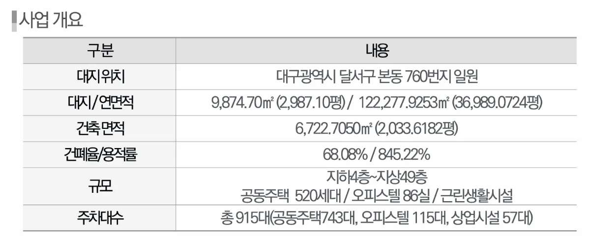 대구 빌리브 라디체 사업개요 1